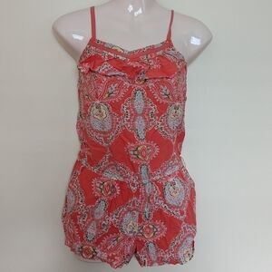 Gap Kids Paisley Coral Pink Romper One Piece Outfit Large